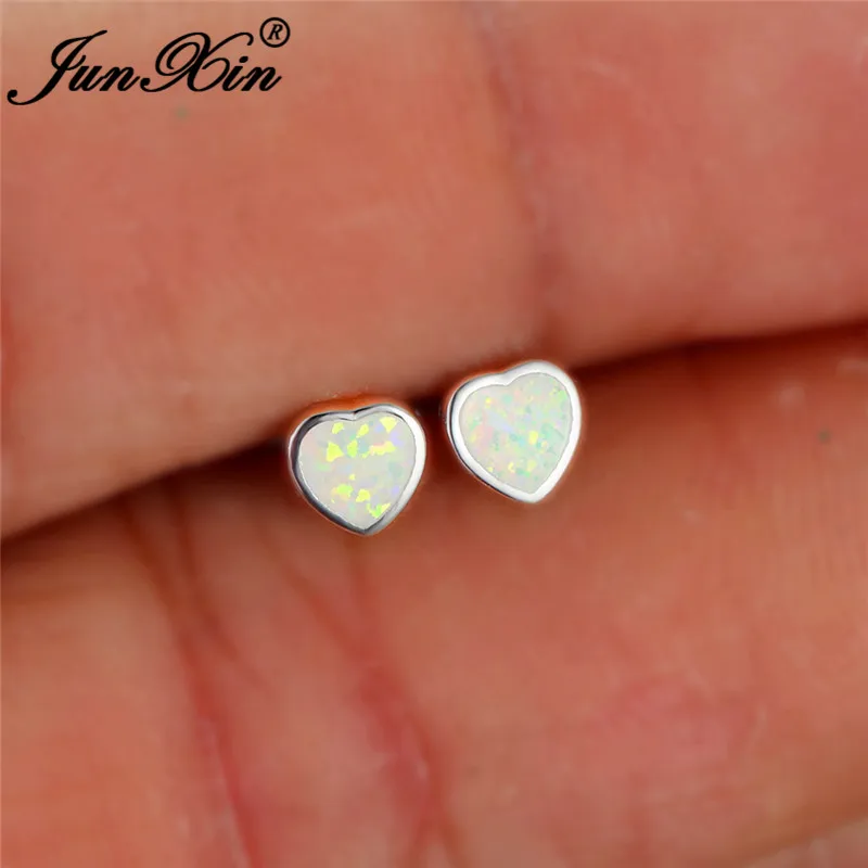 Кольцо из белого золота с милым сердечком серьги-гвоздики для женщин Свадебные