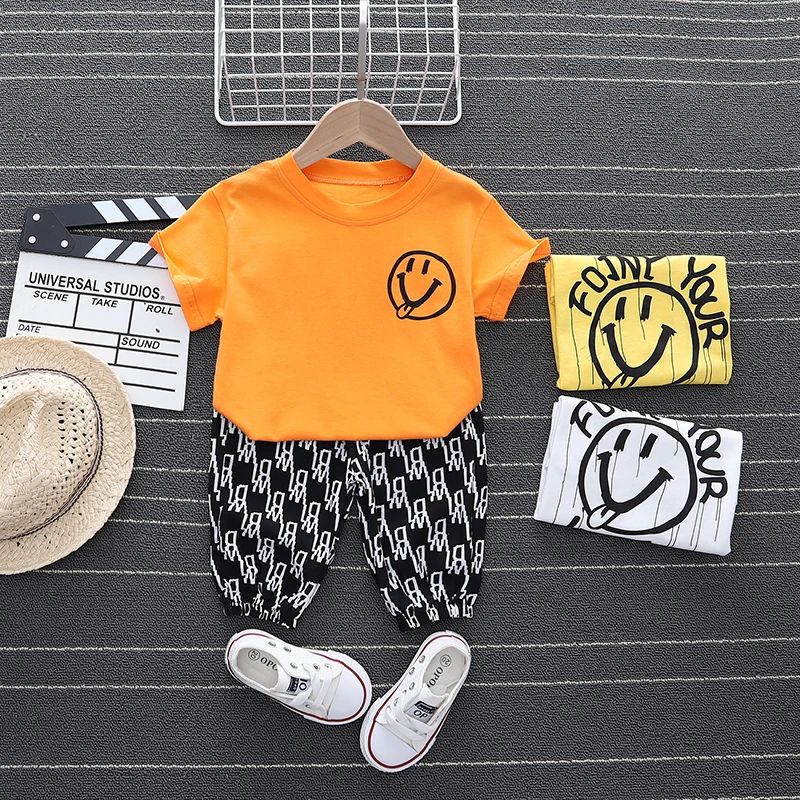 

Летняя модная одежда для малышей, комплекты для маленьких мальчиков, футболка с героями мультфильмов высокого качества + шорты, детские нар...