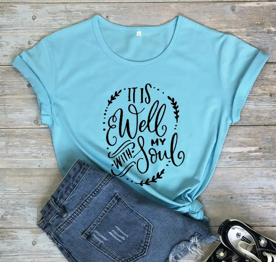 Футболка с надписью It Is Well With My Soul женская футболка цитатой христианский Иисус