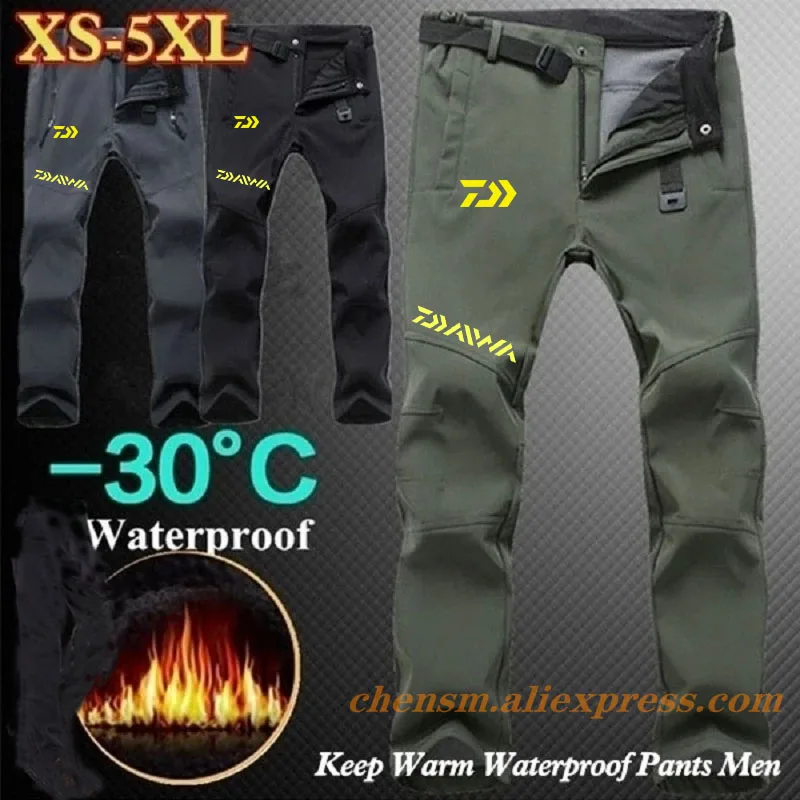 

Daiwa Stretch Waterproof Pants Men Fishing Winter Thick Warm Fleece Shark Trousers Male Windbreaker Sweatpants Tactical Pants