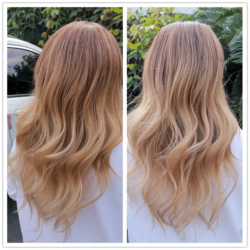 Маленький женский парик LANA черный коричневый блонд Омбре длинные волнистые