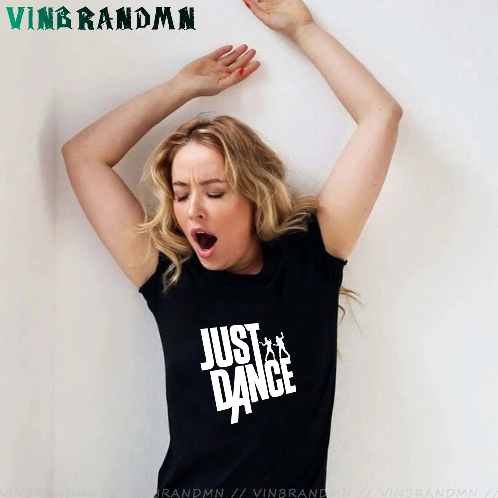 Женские футболки с надписью Just Dance летние хлопковые топы коротким рукавом