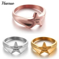 personalized customized name rings engrave logo name signet ring star shape stainless steel finger gifts for women men jewelry