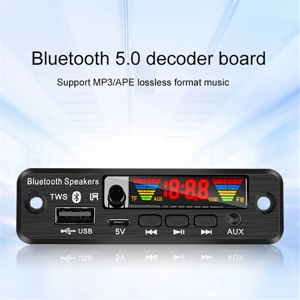 android mp3 player Handsfree 5V TWS Bluetooth 5.0 APE/MP3 Decoder Board Wireless FM Radio MP3 Player Support TF Card USB AUX Audio Decording Board mp3 player for youtube