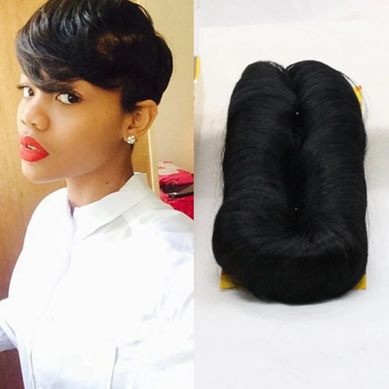 DLME 27 Pieces Weaving Bump Hair Straight Weave 1B/1# Black Hair Pieces Single Weft Natural Hair Pixie Wig
