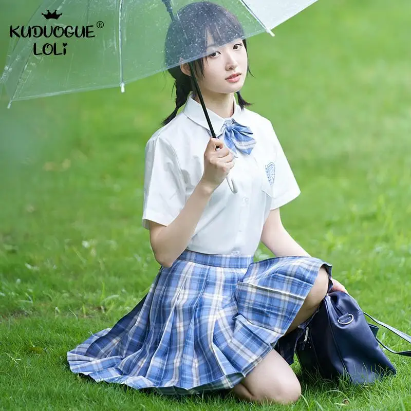 JK Униформа плиссированная юбка для девочек Студенческая простая клетчатая