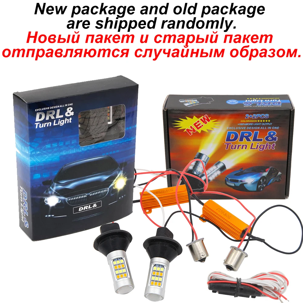 1Set 1156 P21W BA15S 2835 42SMD Amber White/Ice blue/Amer/Red/Pink Switchback LED Bulbs S25 DRL Turn Signal Light 12V Two-color |