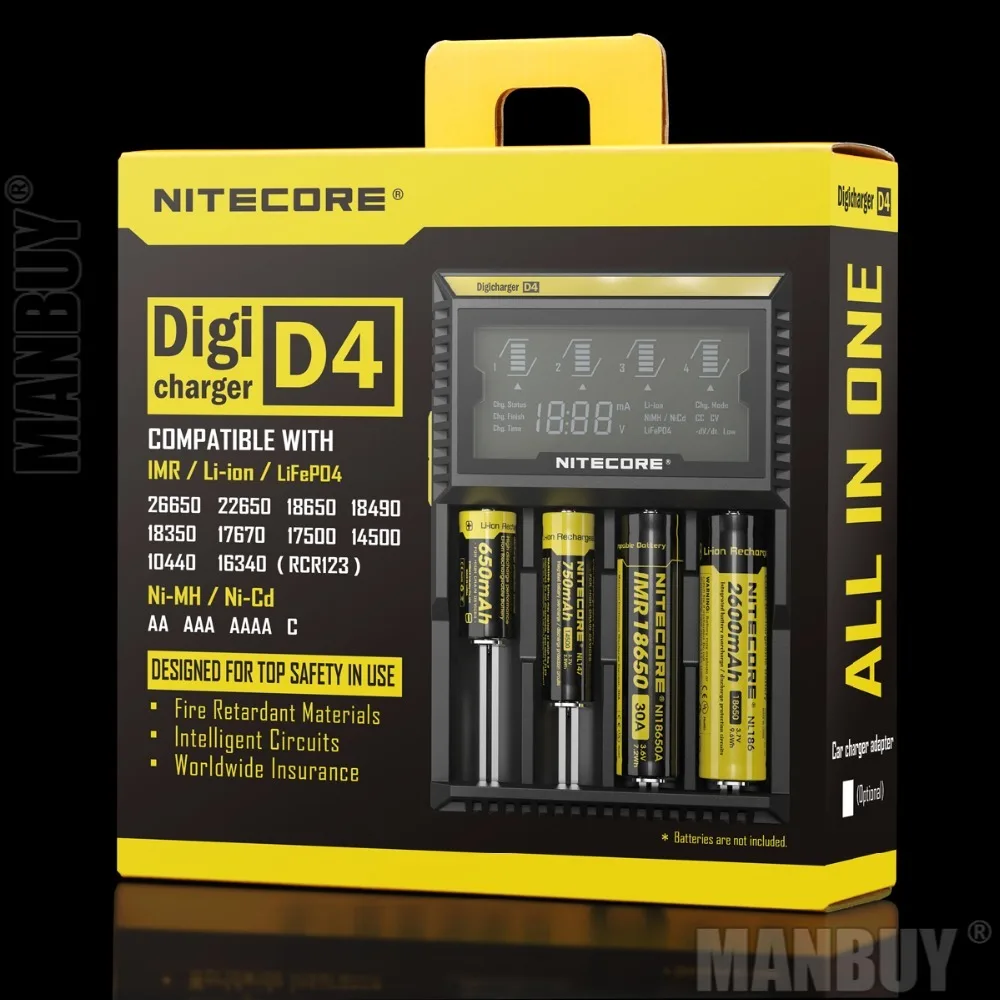 Лидер продаж зарядное устройство NITECORE D4 с ЖК-дисплеем интеллектуальная схема