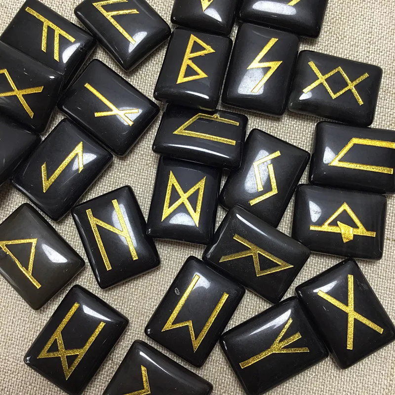 Натуральный черный обсидиан кристалл чакры Руна прямоугольной формы опущенный