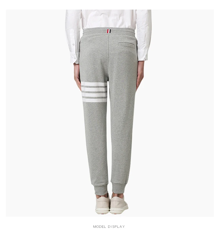 

THOM 2021 TB Fashion Brand Sweatpants Men 100% Cotton Casual Sports Trousers Thick Wintre Striped Plus Velvet Jogger Track Pants