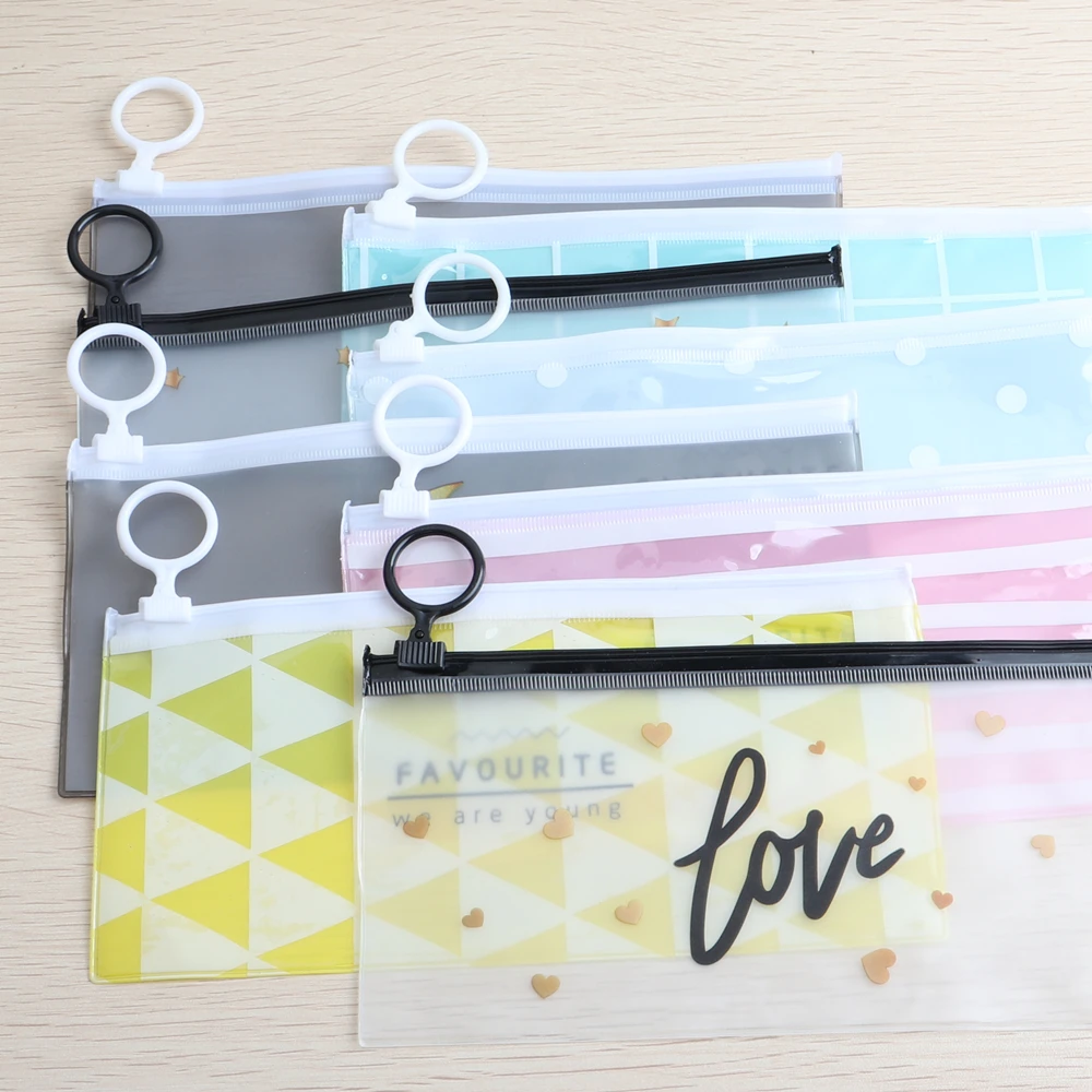 5 шт. прозрачный пенал с буквенным принтом простая сумка-карандаш для офиса и