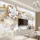 3D-обои в европейском стиле с изображением белых цветов, ювелирных изделий, Роскошные Настенные Фрески для гостиной, телевизора, дивана, фона для отеля, украшение для дома, водонепроницаемые