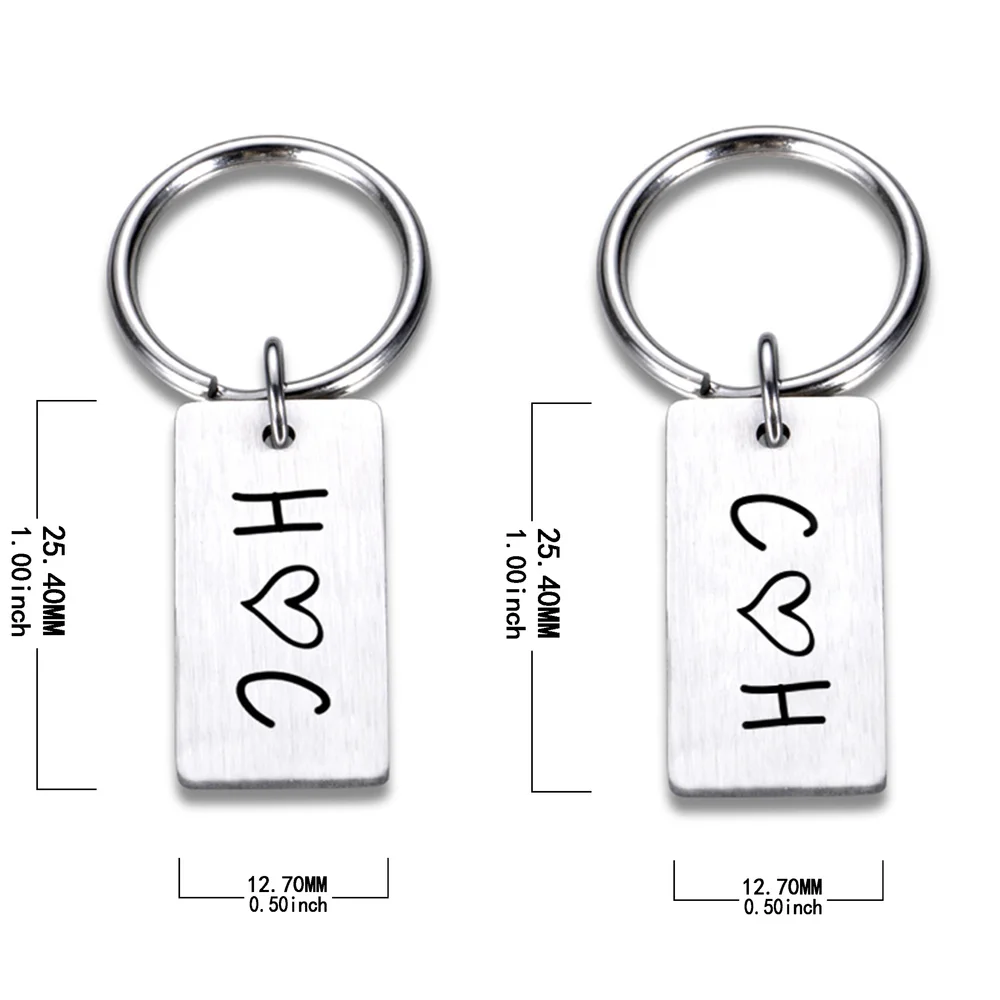 

Customized Couples Keychain Anniversary Valentine Day Gift Boyfriend Girlfriend Keyring Husband Women Men KeyChain