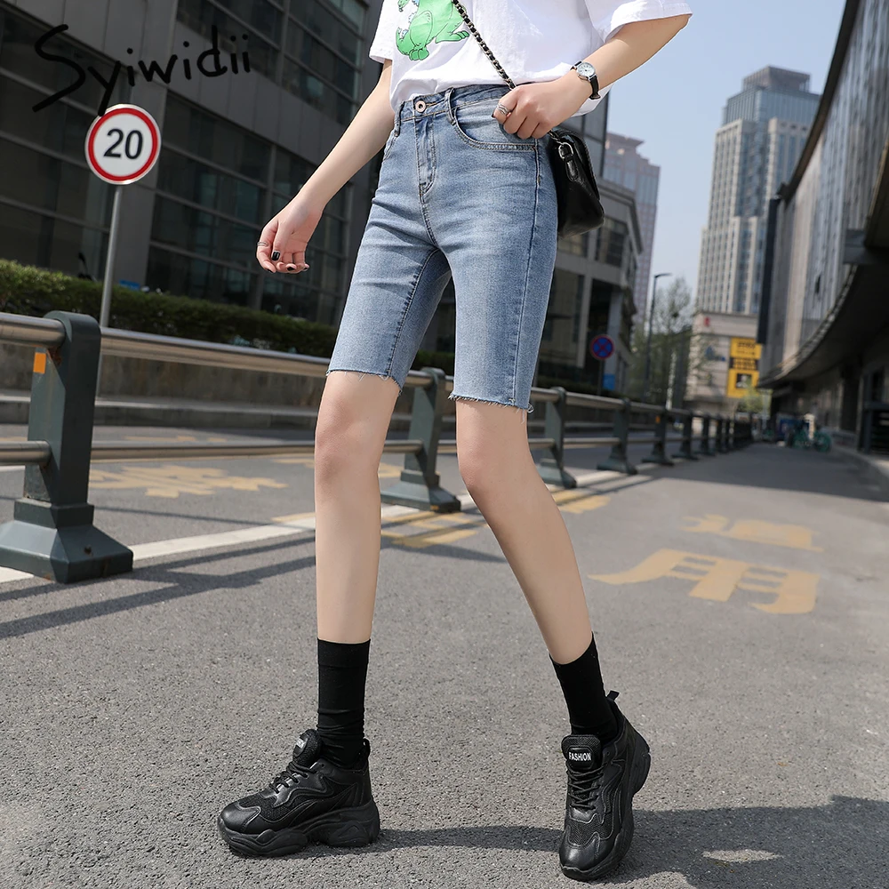 Шорты женские джинсовые Стрейчевые в стиле Харадзюку Модные узкие шорты из