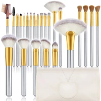 24 pcs makeup brushes premium synthetic wood handle cosmetic brushes for eye face liquid blending blush makeup brush set