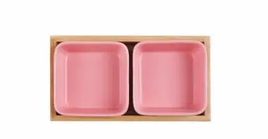 pink-2pc 2 шт. в скандинавском стиле Нескользящая керамическая сетка сушеные фрукты пластины деревянные поддоны крышка набор блюдо для закусок тарелка разделенный соус блюдо pf08261 - Цвет: pink-2pc