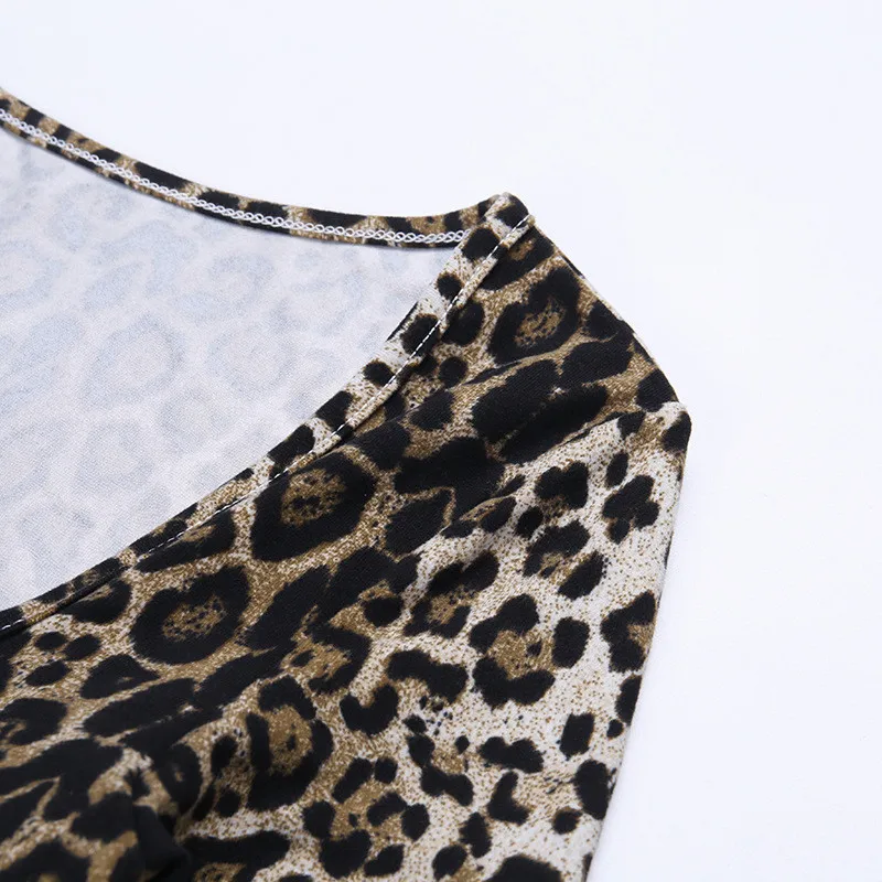 Hugcitar leopard print long sleeve with gloves sexy crop top skirt 2 pieces set autumn winter women streetwear outfits