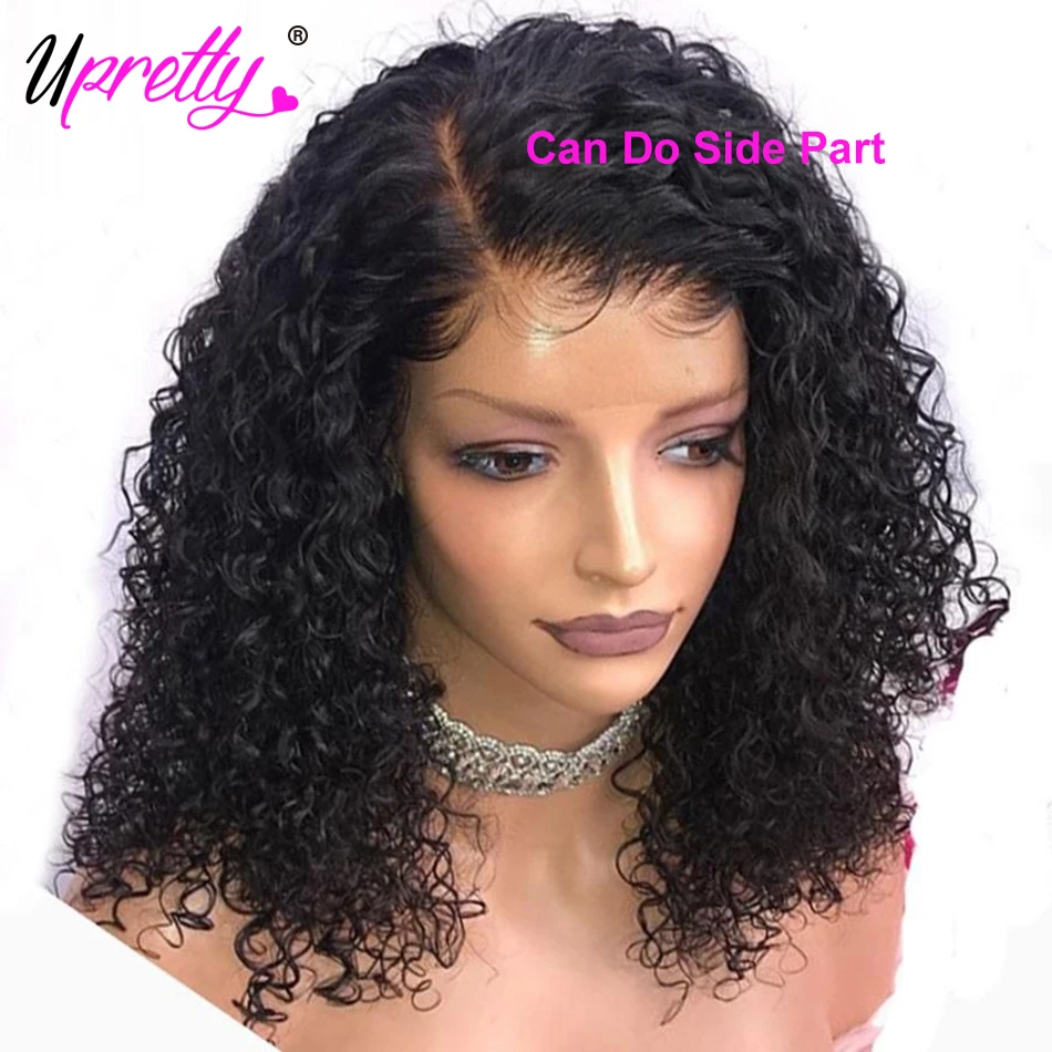 Upretty влажные и волнистые кружевные передние парики Короткие вьющиеся