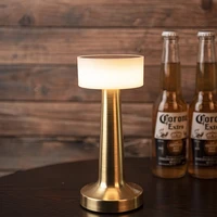 touch sensor dimmable brass led table night light 1800ma rechargeable gold desk lamp for bedside bar restaurant coffee shop
