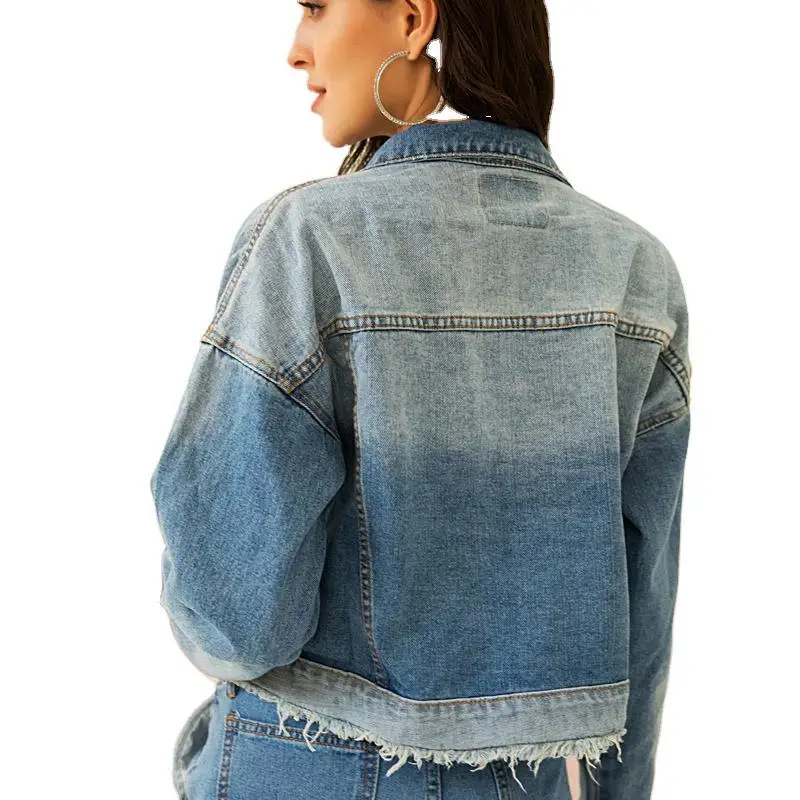 

2021 spring and summer women's denim motorcycle jacket cowgirl short women