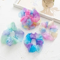 new tie dye colorful scrunchies chiffon organza hair tie for women girls elastic hairbands lace ponytail holder hair accessories