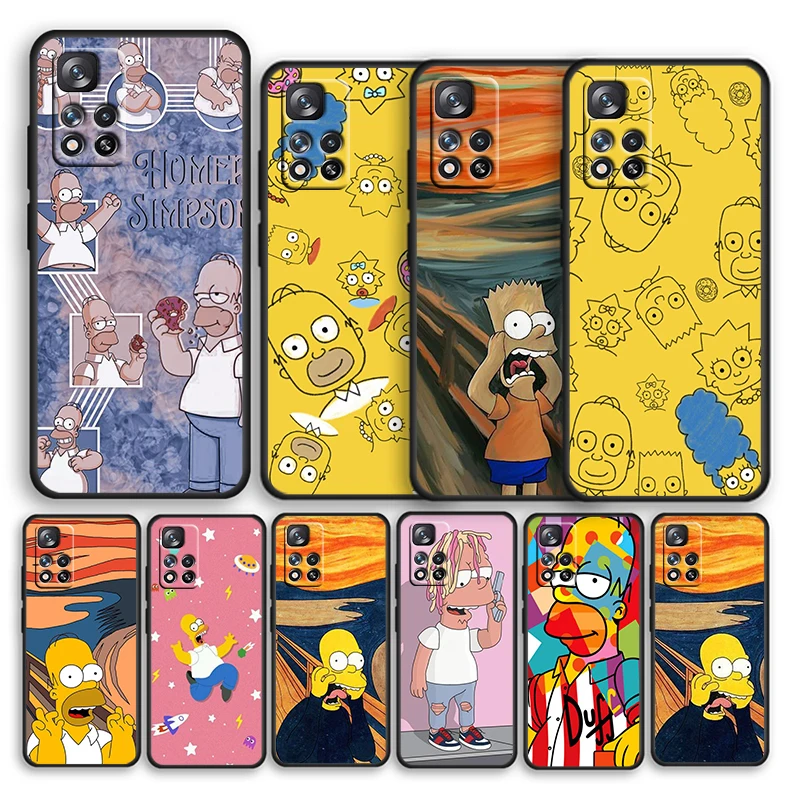 

Funny cartoon the simpsons For Redmi 10 K40 K30 Ultra Pro Gaming 9T 9AT 9A 9C 10X Pro 10X GO Silicone Soft Black Phone Case