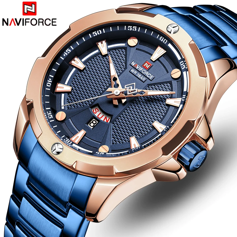 NAVIFORCE аналоговые часы мужские Модные кварцевые наручные Топ люксовый бренд из