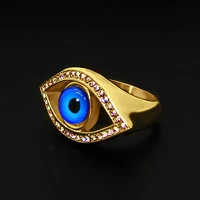 blue rhinestone evil eye ring for women high quality titanium steel cz rings female jewelry accessories dropship size us 6 9