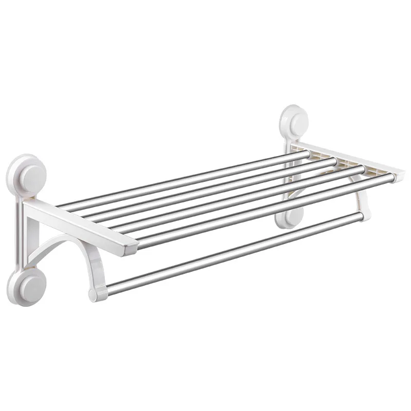 

Stainless Steel Punch-free Double Towel Holder with Movable Hooks Wall Shelf Storage Rack WC Accessories Kitchen Seasoning Stora