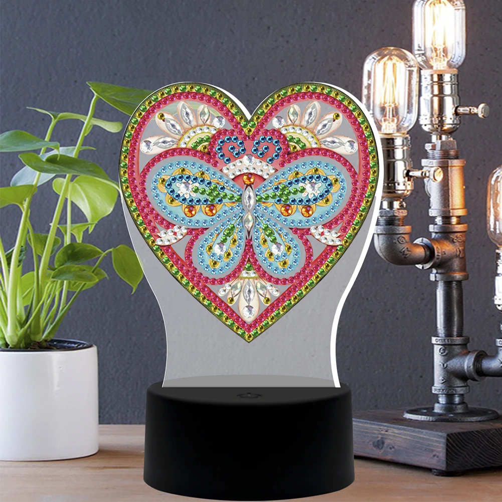 

DIY Diamond Painting Special Shaped Rhinestones Drills Painting Pendant Home Pendant Home Bedroom Ornament LED Light