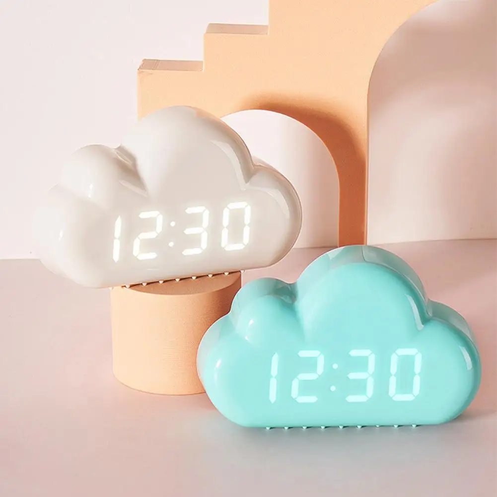 

C2 Cloud Alarm Clock Children's light LED Table Voice Digital Up Clocks Control Despertador Desktop Wake Powered USB Electr V0N6