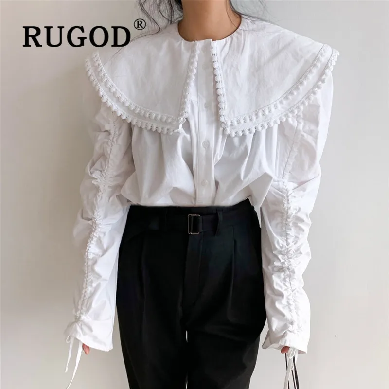 Женская блузка с кукольным воротником RUGOD элегантный топ длинным рукавом