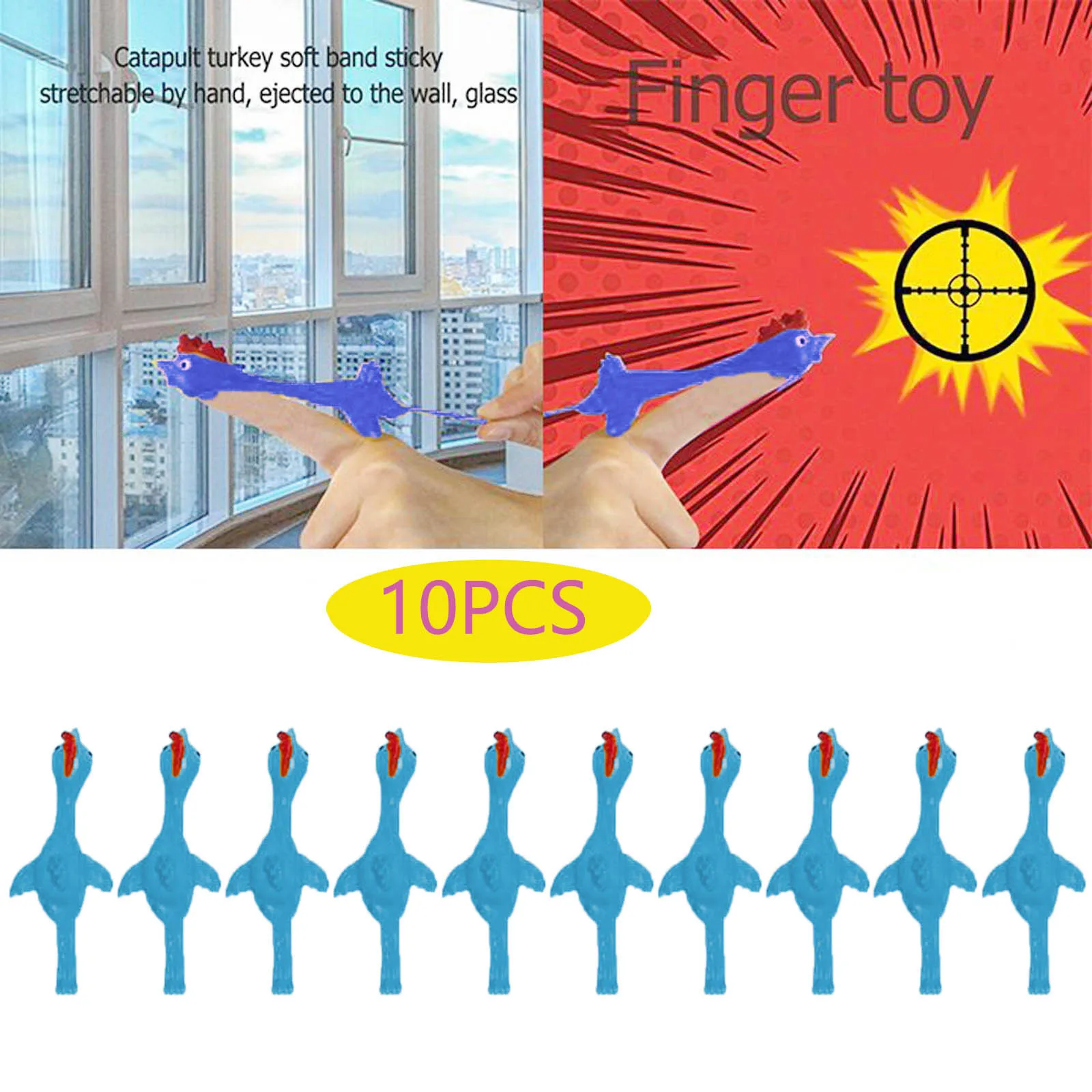 

10 шт. новая катапульта Пуск индейка веселая и хитрый Рогатка тренировка курица эластичный Летающий палец птицы липкие игрушки декомпрессия
