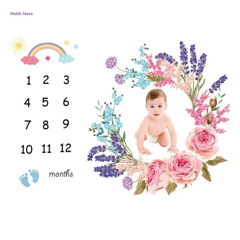 

Baby Girls Boy Blanket Newborn Milestone Photography Props Cloth Cute Rainbow Garland Pattern Photo Blankets