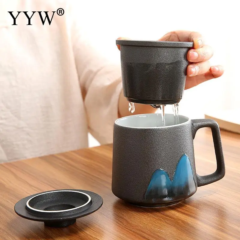 Оригинальная керамическая Пара кружка для кофе с крышкой большая емкость кружки