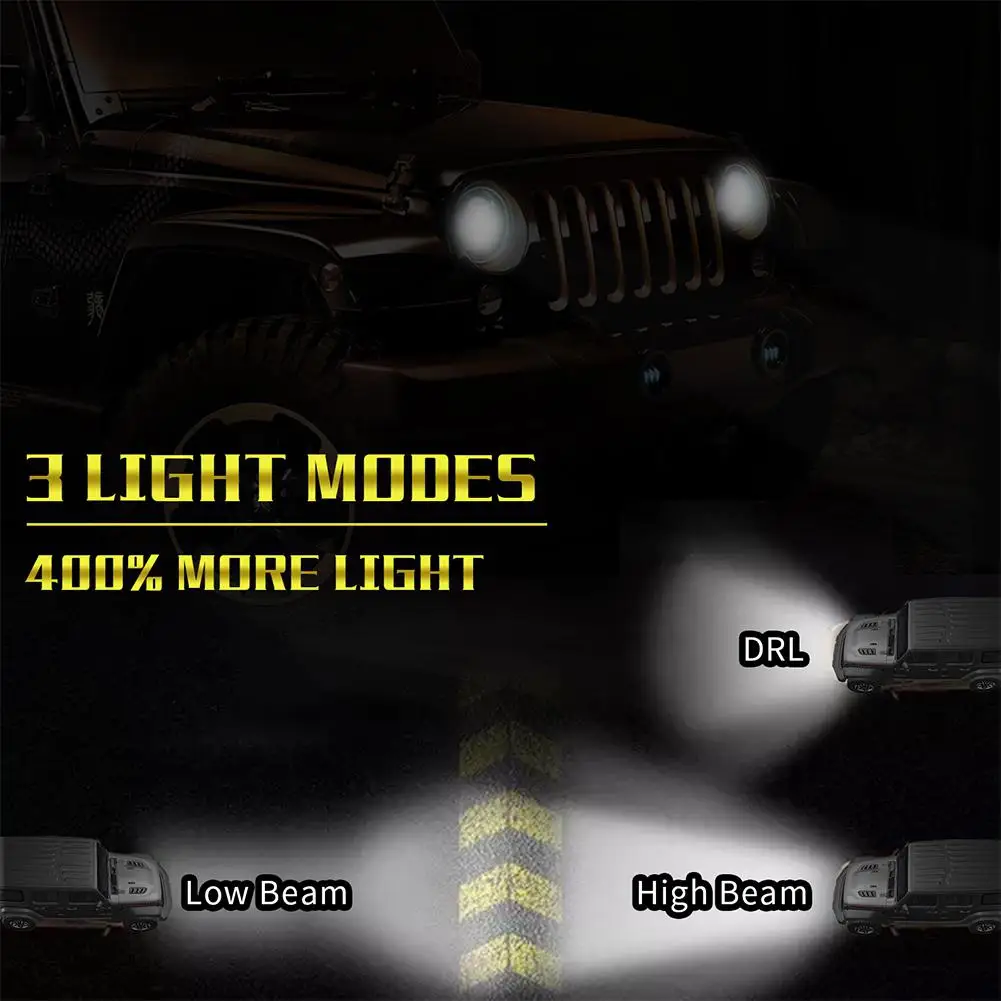 

HiMISS High Power H4/H13 7 Inch 300w Round LED Headlights Turn Signal Light White