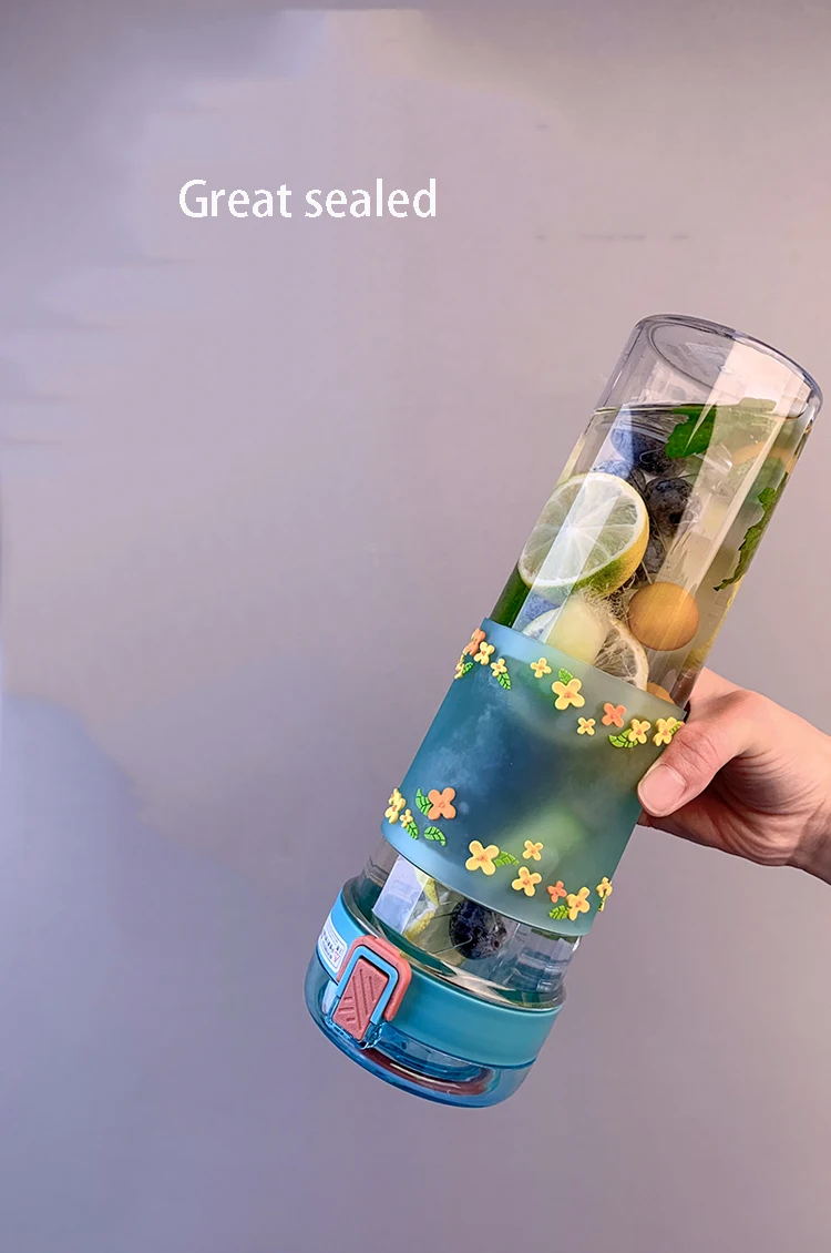 

Outdoor Straw Water Bottle With Filter 780ml Large Capacity Plastic Fruit Tea Bottle Portable Sport Cup Dasiy Body Cover