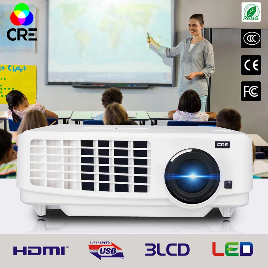 3LED домашний проектор с поддержкой Wifi 1080p школьный бизнес Android Смарт 3LCD проектор