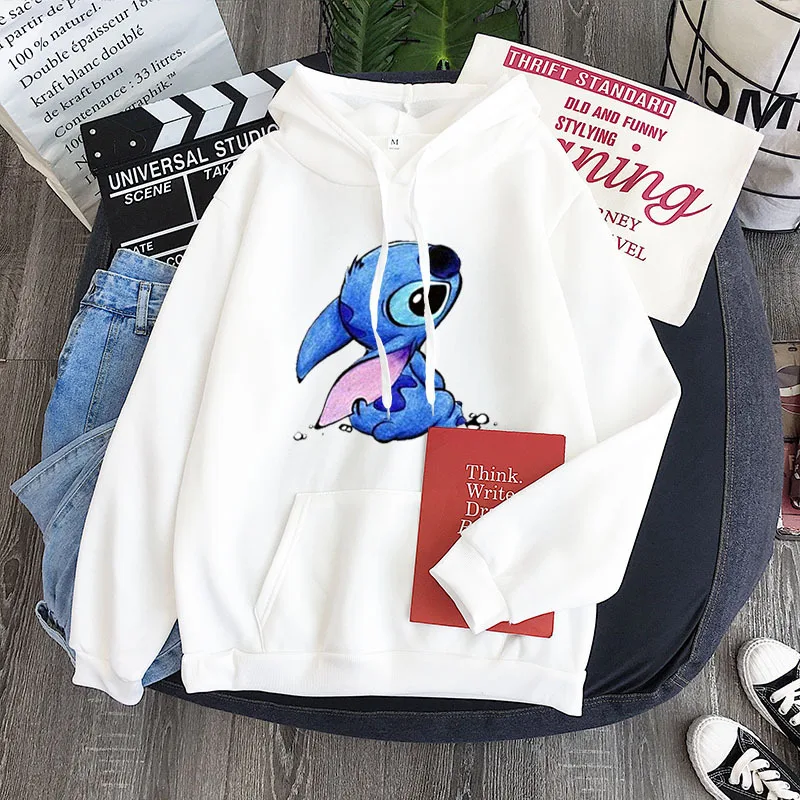 Europe US Size Disney Stitch Hoodies Sweatshirt for Women/Man Fleece Thick Warm Sports Sweatshirt 2021 Fall Casual Loose Jumper
