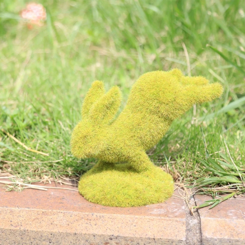 

Artificial Plant Green Flocking Rabbit Bunny Handmade Animal Easter Decoration Party Garden Home Ornament