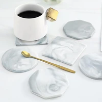 creative marble ceramic coaster grey round heat resistant drink cup coffee pad tea mat saucer dining table placemat table decor