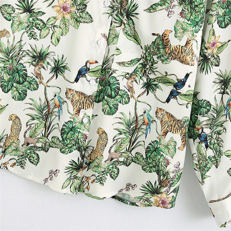 

BLSQR Women Loose Animal Print Blouses Fashion Pocket Long Sleeve Female Shirts Blusas Chic Tops