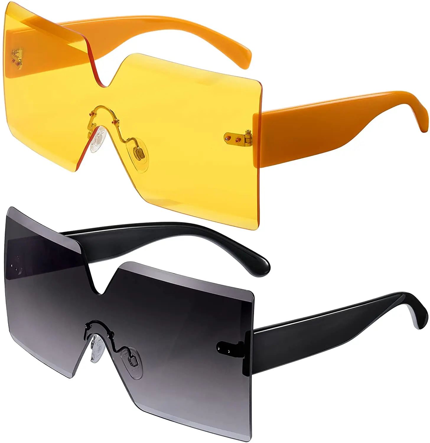 

Oversized Square Sunglasses Rimless Frame Candy Color Glasses Transparent Square Glasses for Women