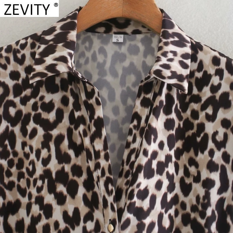 Zevity Новое Женское винтажное платье с леопардовым принтом поясом рисунком