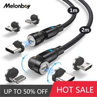 melonboy 540 degree rotate magnetic cable 3a fast charging usb cable magnet plug charger mobile phone accessories phone charger