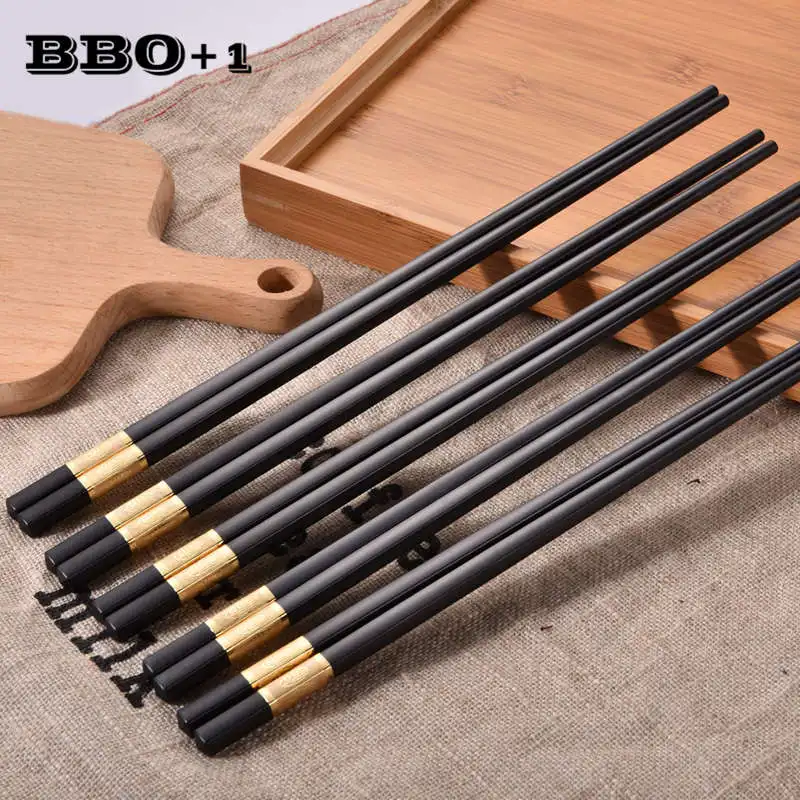 10 пар японских палочек для еды Hashi суши Черное золото пластиковые корейские