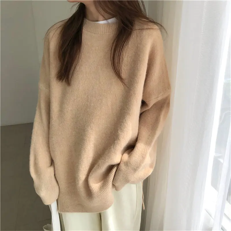 HziriP Loose Brief Sweet Stylish Girls Cute Winter Solid Chic Gentle Elegant Warm Soft All-Match Women Knitted Basic Sweaters | Женская