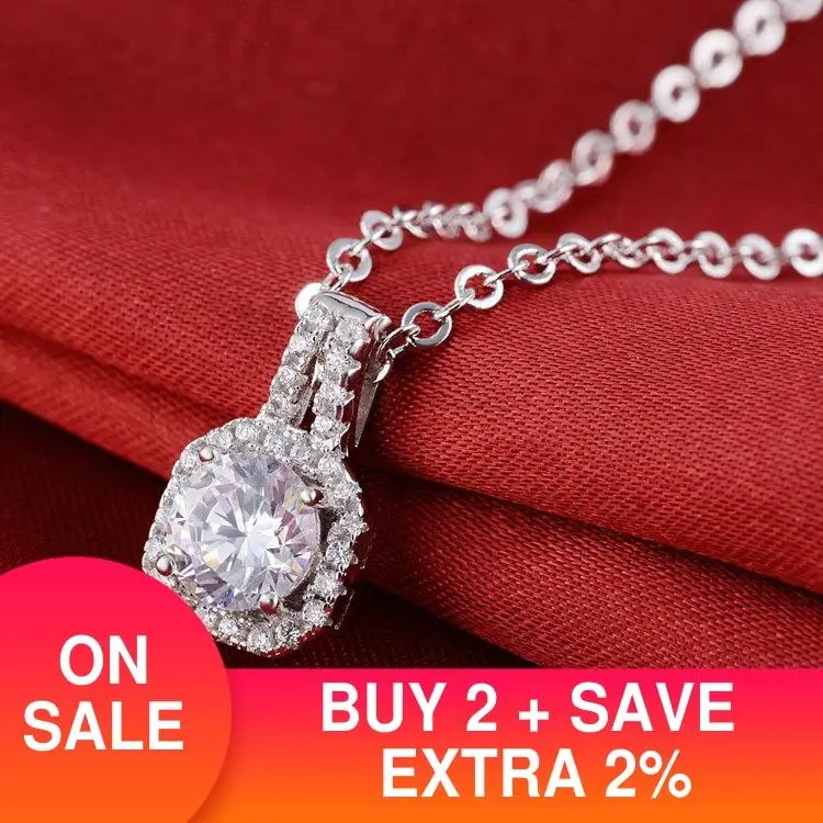 

2pcs Pack 925 Sterling Silver Jewelry Engagement ring necklace pendant Bridal Jewelry for women brides party gift J1104