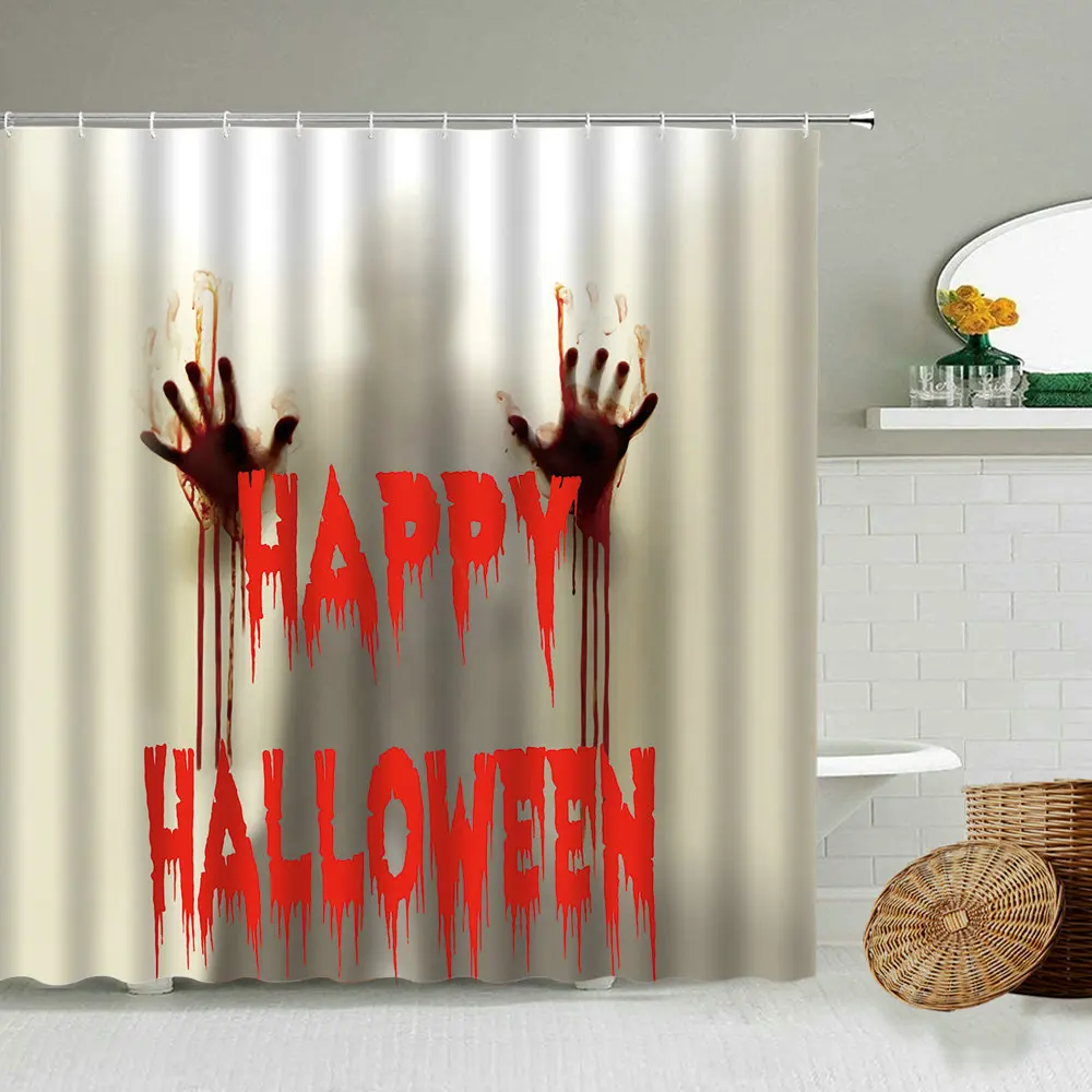 Непрозрачная и Водонепроницаемый кровавый отпечаток душ Шторы s ужас тема Ванная