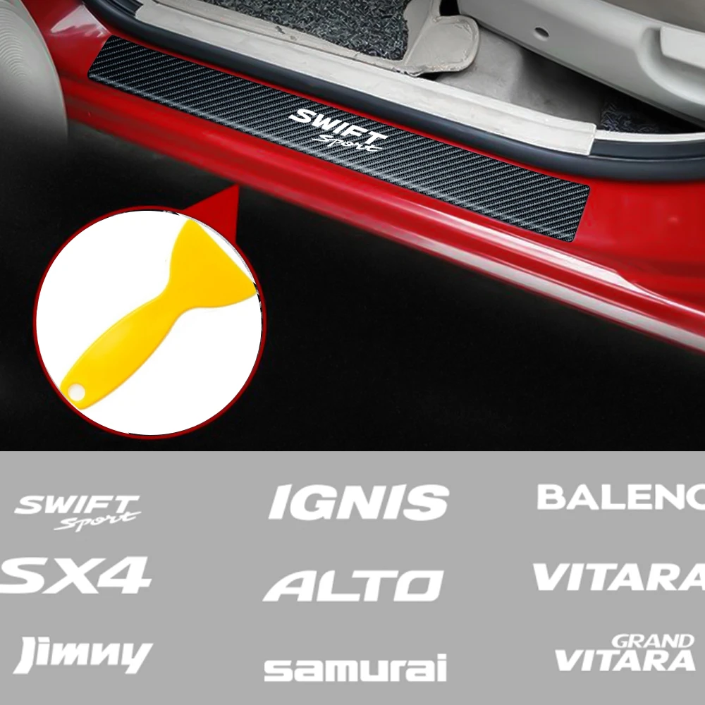 

Carbon Fiber Car Door Sill Protector Stickers Decor For Suzuki Liana Splash Reno Swift SX4 Jimny Ignis Alto Samurai Baleno Vitar